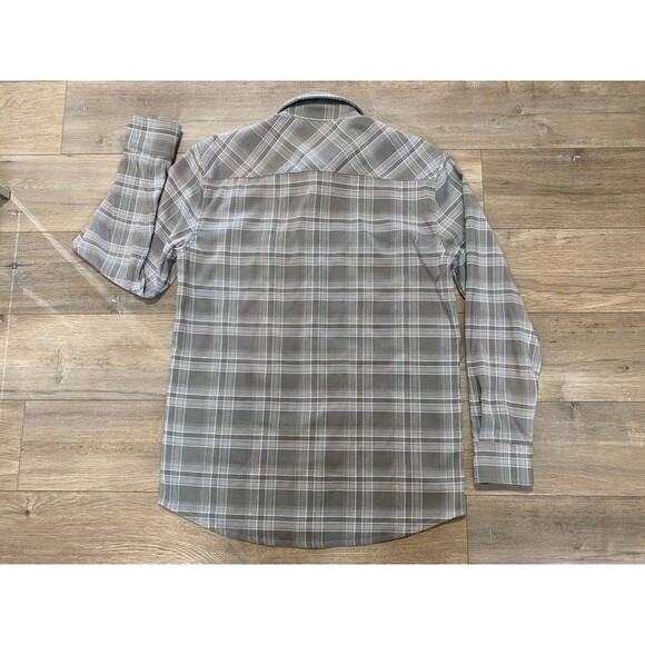 Unknown Industries IZZY Mens L Gray Plaid Button Up Long Sleeve Flannel Shirt - Picture 7 of 8